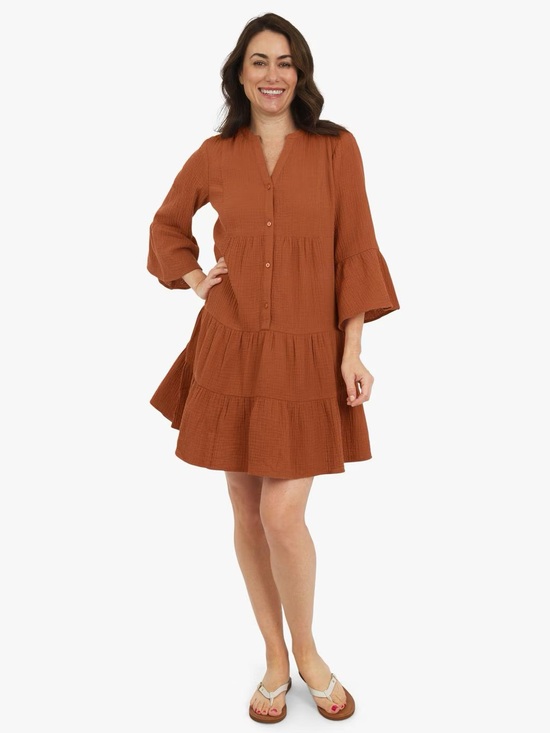 Chaps Dresses & Skirts - Chaps Rust Gauze Babydoll Dress Size XL